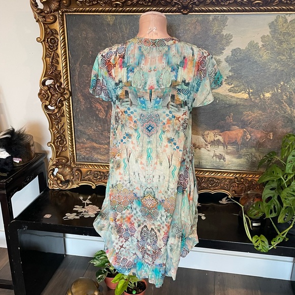 Sundance Tolani Feathers Jasmita Seafoam Shift Dress Size Small - Picture 3 of 3